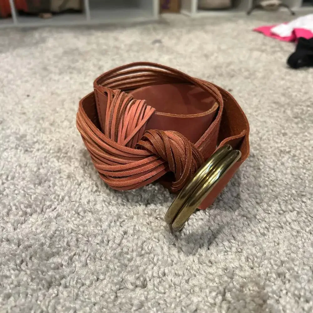 Anthropologie Tonya Multi-Strand Suede Double O-Ring Belt